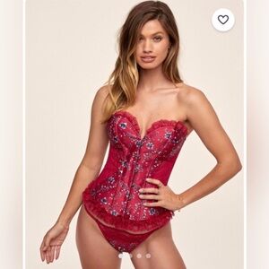 Adore Me Red Floral Corset Bra